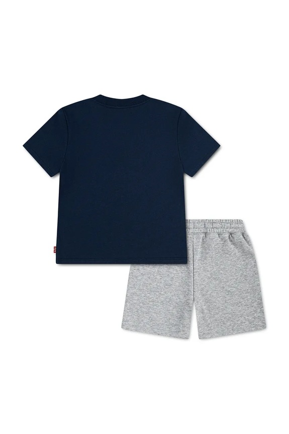 Levi's komplet dziecięcy z bawełny BATWING TEE & KNIT SHORT S 8EK813 granatowy SS26