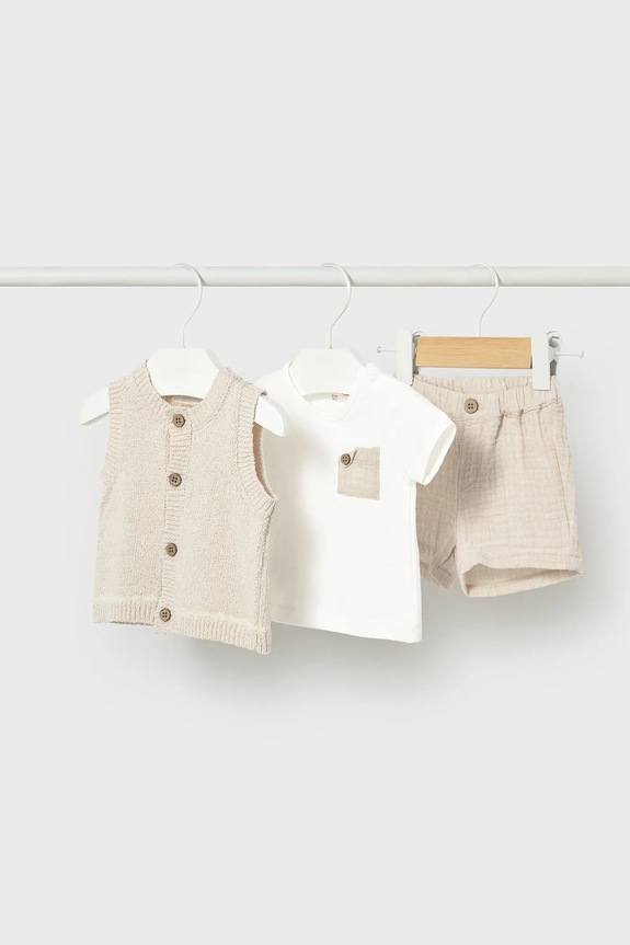 Mayoral Newborn set de bumbac pentru bebeluși bumbac bej 1279.1L.Newborn.PPY2