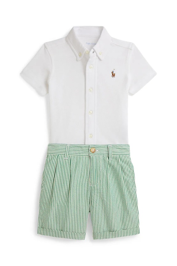 Παιδικό βαμβακερό σετ Polo Ralph Lauren βαμβάκι λευκό 320B14096001
