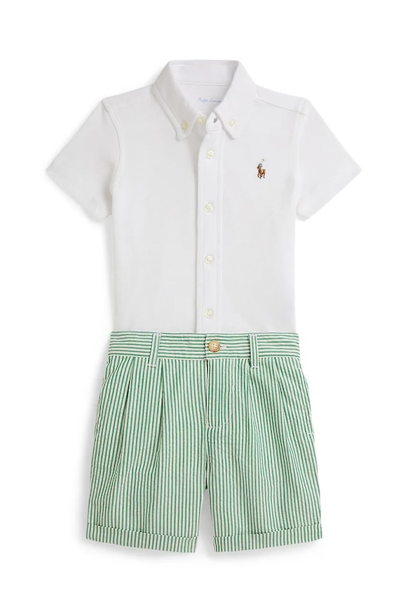 Παιδικό βαμβακερό σετ Polo Ralph Lauren βαμβάκι λευκό 320B14096001