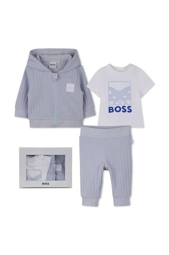 BOSS dres niemowlęcy nadruk niebieski J53057