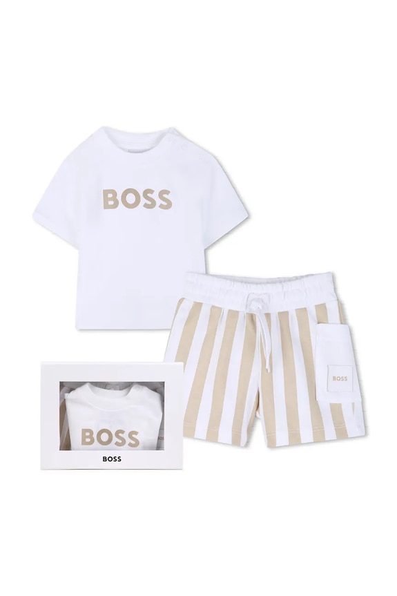 BOSS komplet codzienny dziecięcy bawełniany beżowy J53048