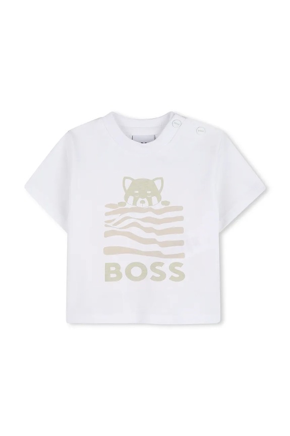 Chłopiec BOSS komplet z dodatkiem lnu niemowlęcy J53050 biały