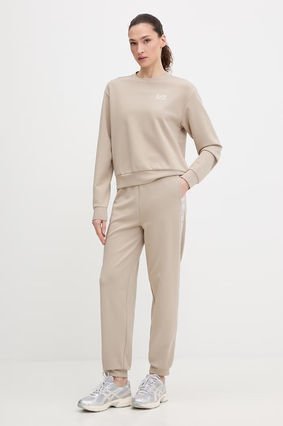Tepláková souprava EA7 Emporio Armani nášivka béžová AF12501.7W001157