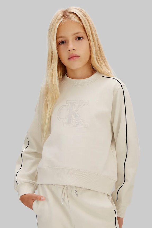 Dječja pamučna trenirka Calvin Klein Jeans pletivo bež IG0IG03071.104.116.PPY2