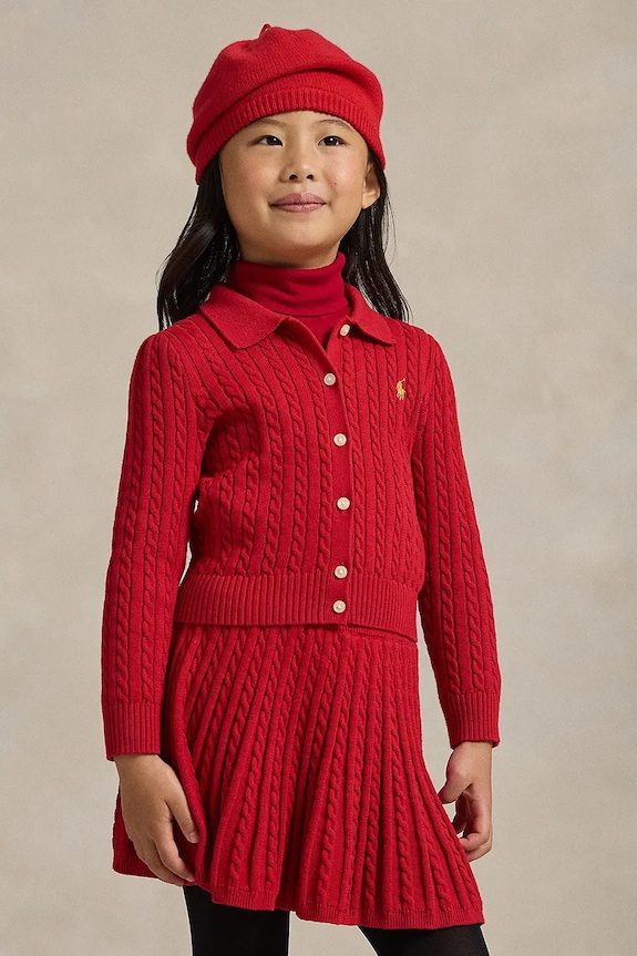 Detská bavlnená súprava Polo Ralph Lauren pletenina červená 312950779500