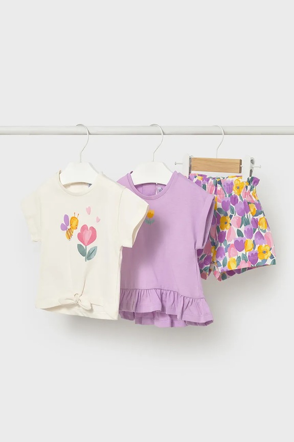 Mayoral komplet bawełniany dziecięcy 1206.4J.Baby.PPY2 fioletowy SS26