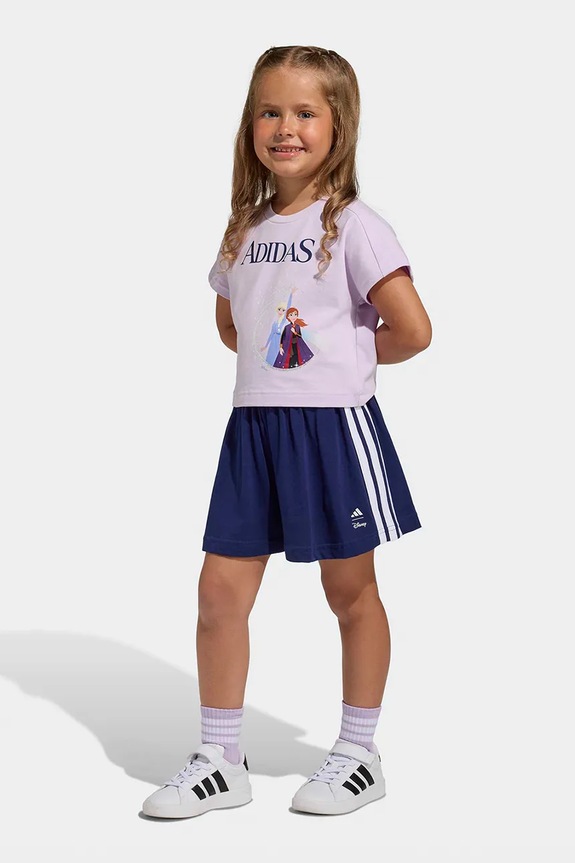 adidas komplet bawełniany dziecięcy DISNEY nadruk fioletowy JZ3578