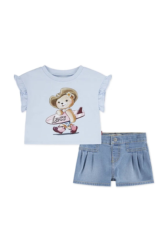 Komplet za bebe Levi's SS TOP & PLEATED SHORT SET print plava 1EP561