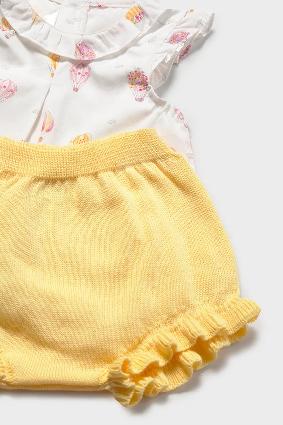 Dziewczynka Mayoral Newborn komplet bawełniany niemowlęcy 1288.2F.Newborn.PPY2 żółty