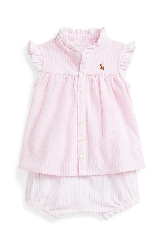 Polo Ralph Lauren komplet bawełniany niemowlęcy wzorzyste różowy 310964096001