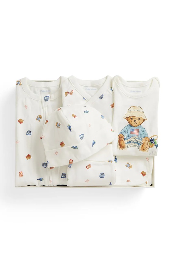 Pamučni komplet za bebe Polo Ralph Lauren pletivo bijela 310A12863001