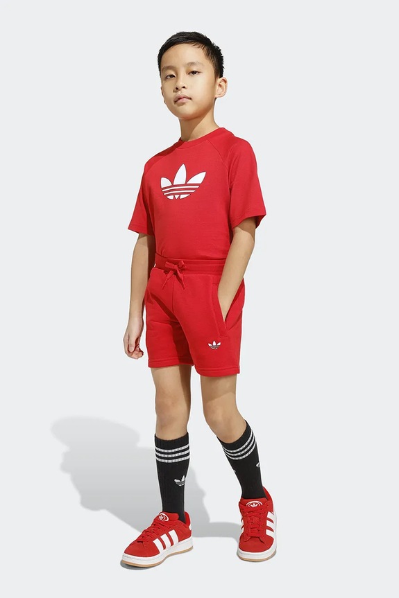 adidas Originals komplet bawełniany dziecięcy nadruk czerwony KD5762
