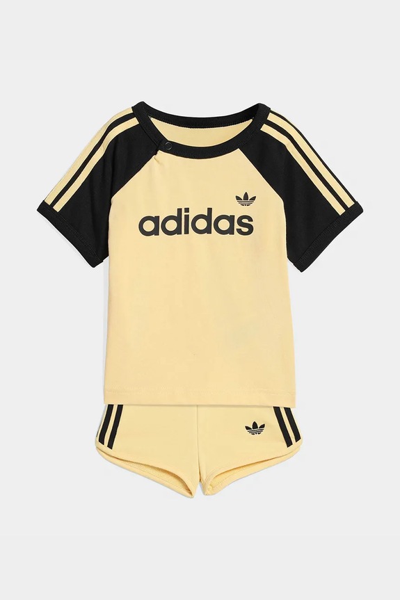 adidas Originals komplet bawełniany niemowlęcy aplikacja żółty KD1056