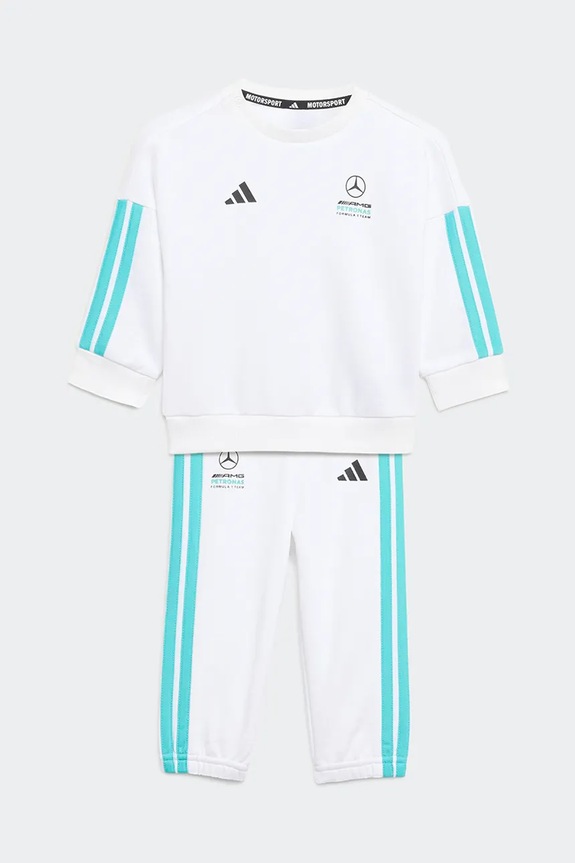 Βρεφικό σετ φόρμας με βαμβάκι adidas Performance MERCEDES πλεκτό ύφασμα λευκό KE5934