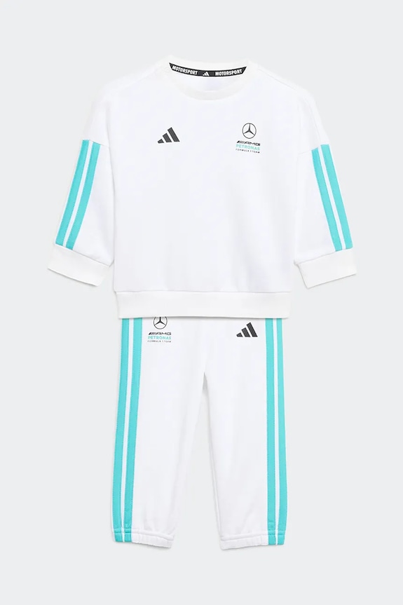 Βρεφικό σετ φόρμας με βαμβάκι adidas Performance MERCEDES πλεκτό ύφασμα λευκό KE5934