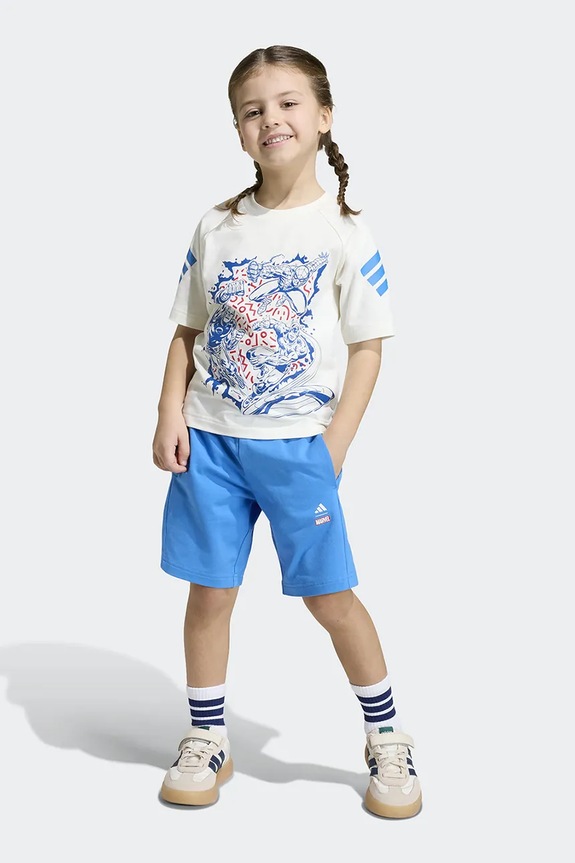 adidas komplet bawełniany dziecięcy Marvel nadruk beżowy JZ3573