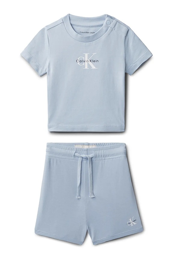 Calvin Klein Jeans komplet niemowlęcy bawełniany niebieski LVCKSJI09B.PPY2