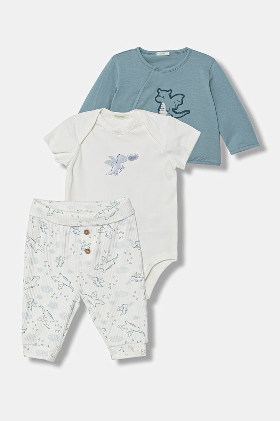 United Colors of Benetton komplet niemowlęcy bawełniany z elastanem niebieski 366PAK01P.W.Stagionale