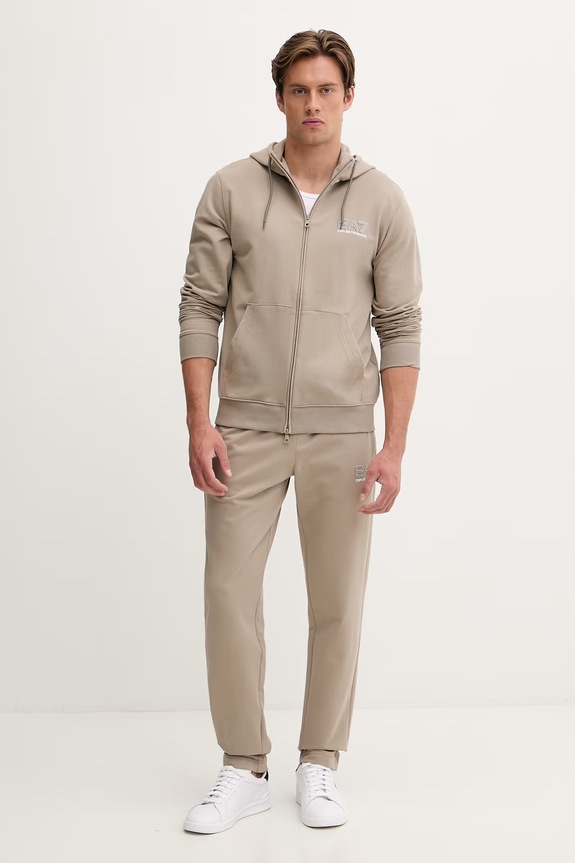 EA7 Emporio Armani komplet dresowy męski nadruk beżowy AF13512.7M001319