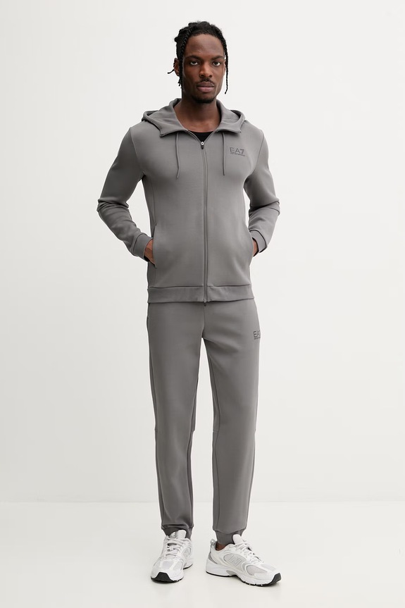 EA7 Emporio Armani Compleu de trening bărbați cu bumbac uni gri AF20845.7M001602