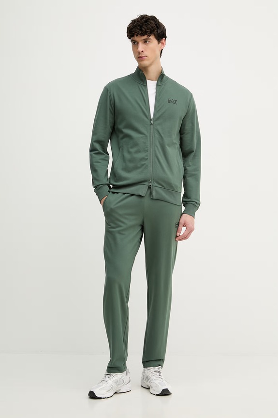 EA7 Emporio Armani tepláková súprava pánska bavlnená zelená PJVRZ.8NPV61