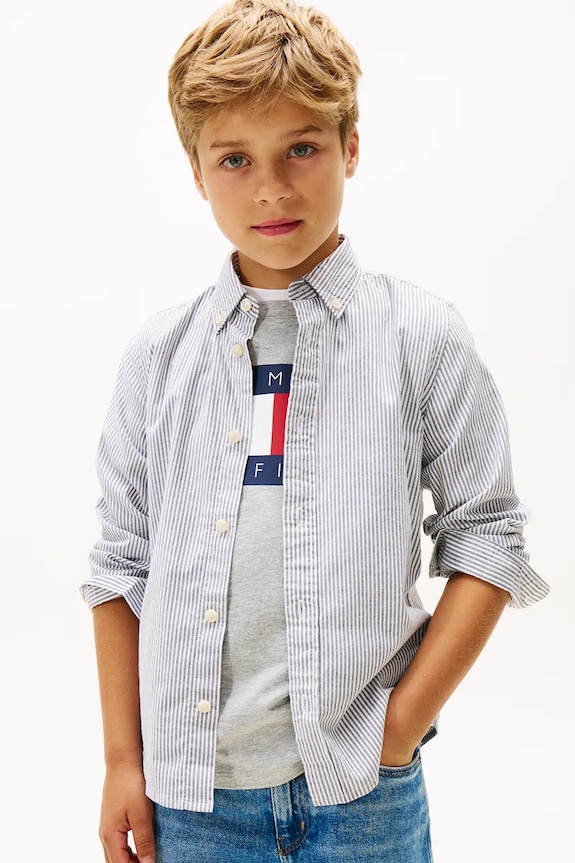 Детска риза Tommy Hilfiger еластичен син KB0KB09605.128.176.PPY2