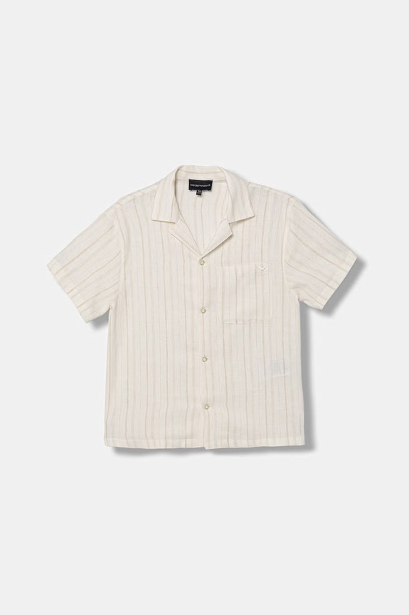 Emporio Armani bluza košulja za djecu s primjesom lana bež EB000972.AF20969
