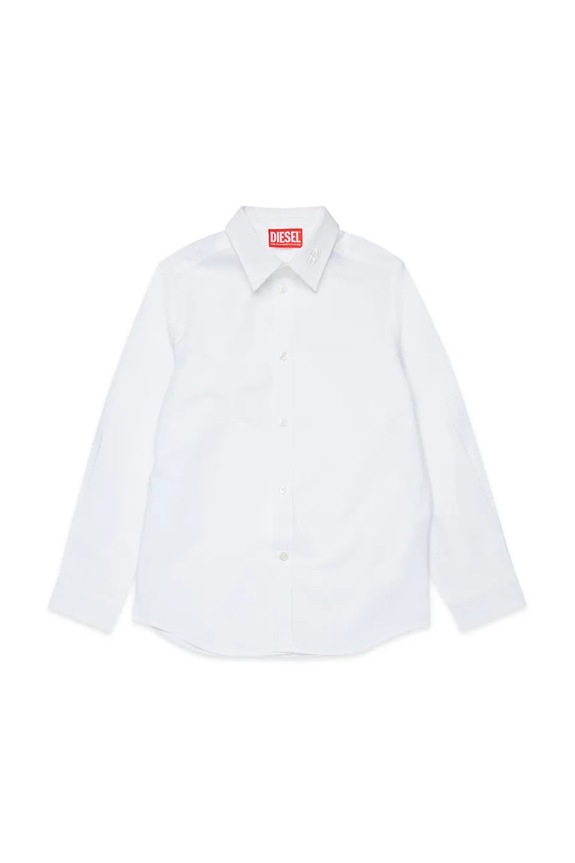 Παιδικό βαμβακερό πουκάμισο Diesel CSTANLEY SHIRT μακρύ λευκό J02472.KXBA8