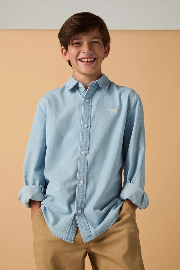 Levi's koszula dziecięca bawełniana BATTERY HOUSEMARK SHIRT niebieski 9EP676