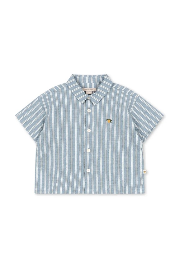 Konges Sløjd koszula bawełniana dziecięca ELLIOT SS SHIRT GOTS wzorzyste niebieski KS104782.PPY2