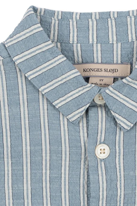 Chłopiec Konges Sløjd koszula bawełniana dziecięca ELLIOT SS SHIRT GOTS KS104782.PPY2 niebieski