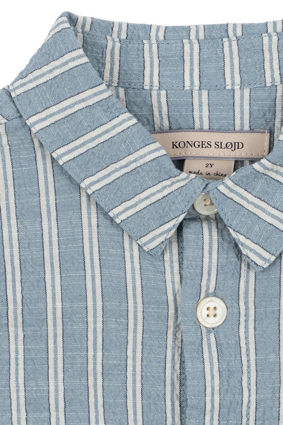 Chłopiec Konges Sløjd koszula bawełniana dziecięca ELLIOT SS SHIRT GOTS KS104782.PPY2 niebieski
