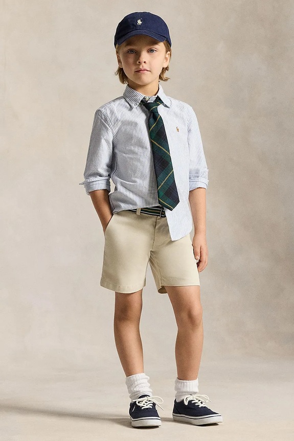 Παιδικό βαμβακερό πουκάμισο Polo Ralph Lauren μπλε 322677177001