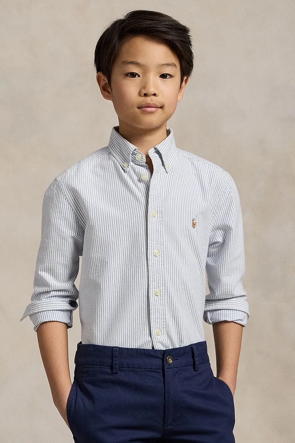 Polo Ralph Lauren camicia di cotone per bambini lunga blu 323677177001