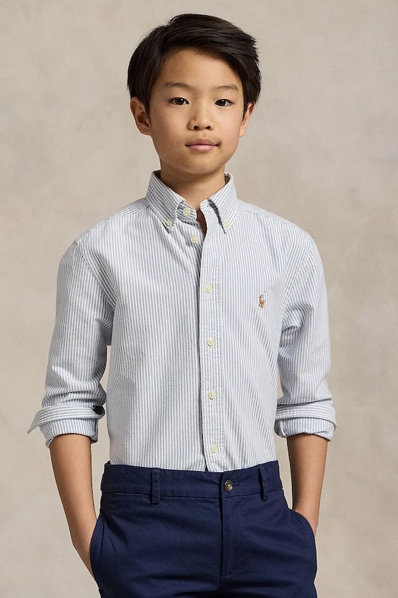 Polo Ralph Lauren camicia di cotone per bambini lunga blu 323677177001