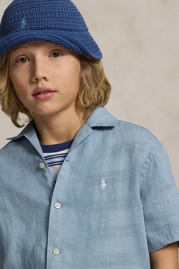 Polo Ralph Lauren Košeľa detská ľanová 323964585502 modrá