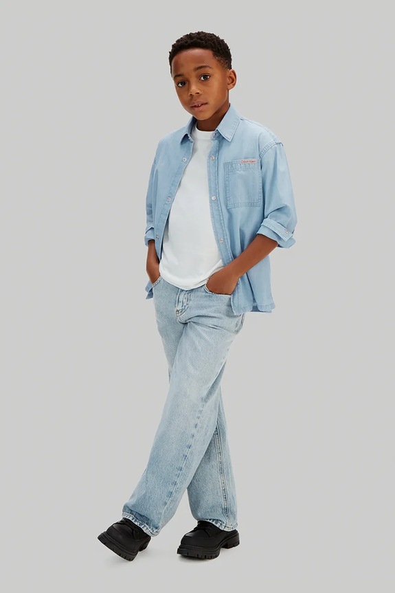 Calvin Klein Jeans koszula dziecięca bawełniana LVCKSJB30B.128.176.PPY2 niebieski