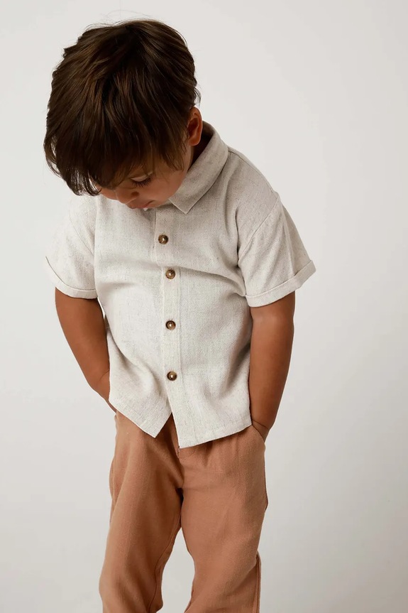 Παιδικό πουκάμισο με λινό Donsje Brammie Shirt επίσημη λευκό 4099500