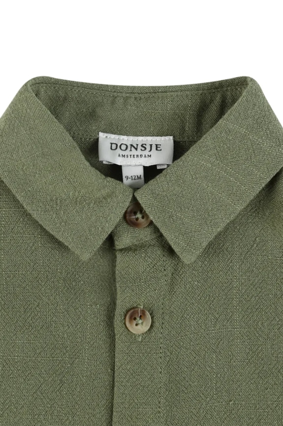 Παιδικό πουκάμισο με λινό Donsje Brammie Shirt πράσινο 4099500