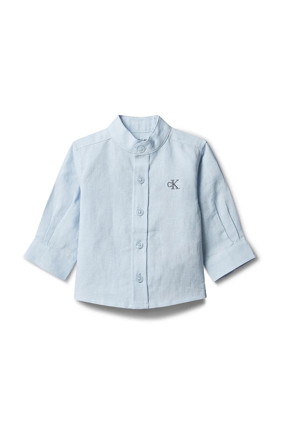 Calvin Klein Jeans koszula niemowlęca z lnem niebieski LVCKSJB45B.PPY2