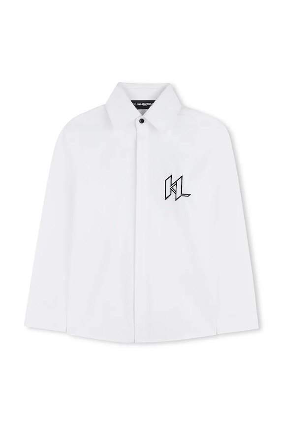 Dětská bavlněná košile Karl Lagerfeld Z31080.114.150 bílá SS26