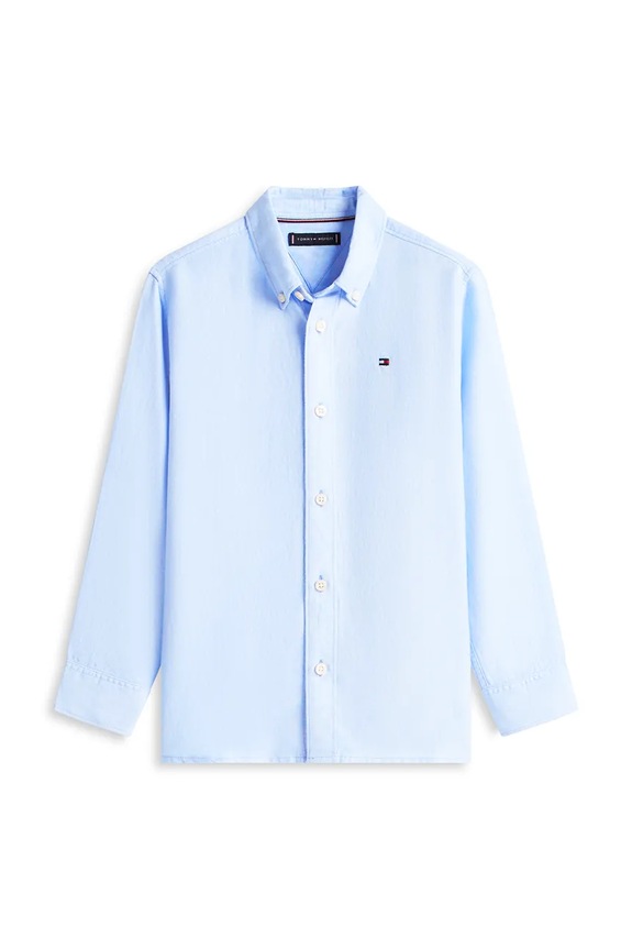 Tommy Hilfiger košeľa detská s ľanom KB0KB09550.128.176.PPY2 modrá SS26