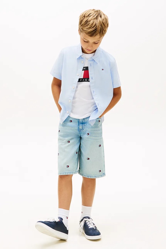 Chlapec Tommy Hilfiger košeľa detská bavlnená KB0KB09554.128.176.PPY2 modrá