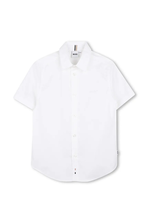 Παιδικό βαμβακερό πουκάμισο BOSS casual λευκό J53160.162.174
