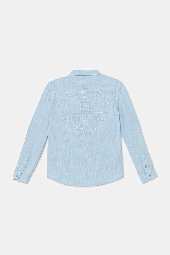 Guess koszula dziecięca z dodatkiem lnu L6GH00.WFBT0.PPY2.M niebieski SS26