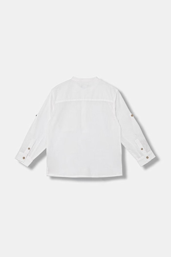 United Colors of Benetton koszula dziecięca z lnem 55WQGQ034.P.Stagionale biały SS26