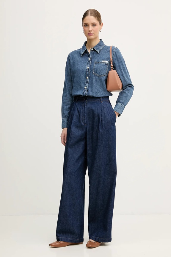 Calvin Klein Jeans koszula jeansowa LV047E742G niebieski SS26