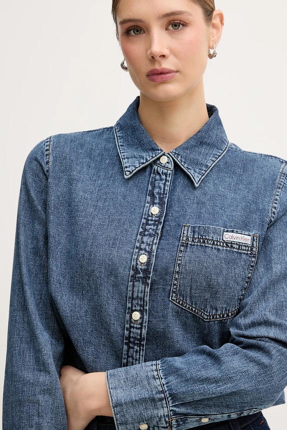 Calvin Klein Jeans koszula jeansowa niebieski LV047E742G