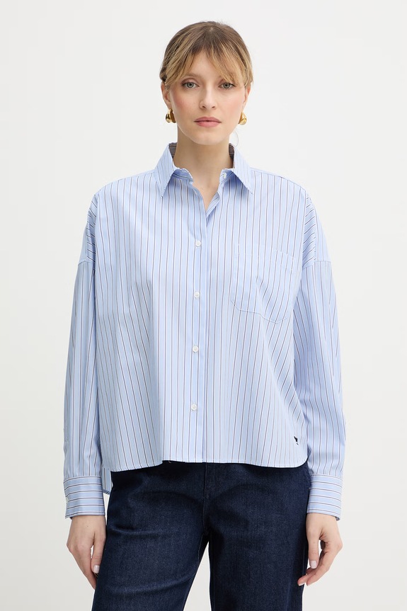 Weekend Max Mara koszula bawełniana AUREO wzorzyste niebieski 2615111031600